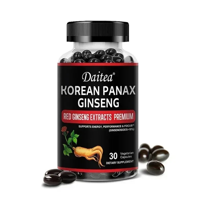 Korean Red Ginseng Capsules-1000 Mg Boosts Energy Endurance Athletic Performance and Muscle Strength Supports Immune Health