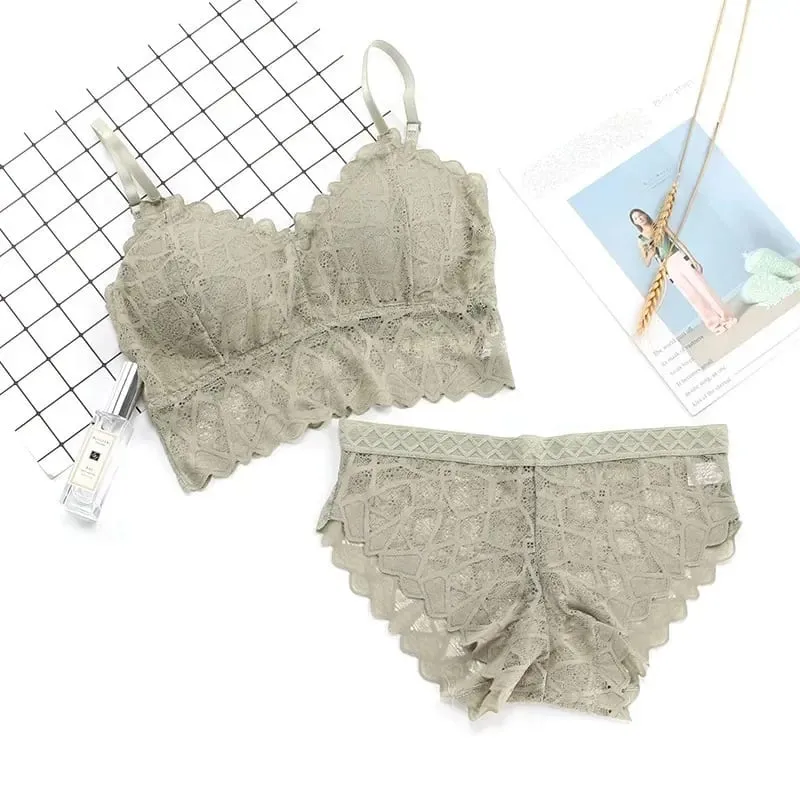Women's Bra Set Sexy Beauty Back Tops Lace Push-up Bras and Panty Sets Wire Free Lingerie Solid Padded Intimates Underwear — image 10