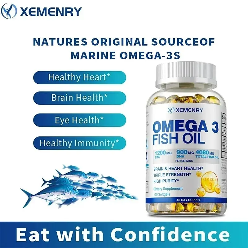 Aceite de pescado omega-3: mejora la concentración de la memoria y la cognición. Promueve la salud del cerebro y los ojos. Mejora la función inmune.