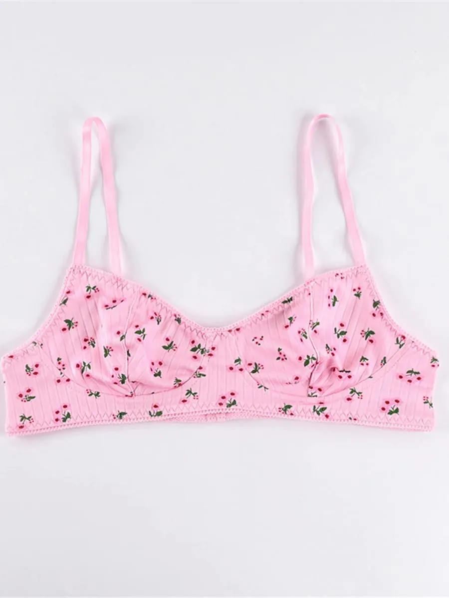 2026 Flower Printed Two Piece Bra Set Floral Sweet Summer Bra and Underwear Sets Women's Wire Free Bra Set Bra & Brief Sets M168 — image 5