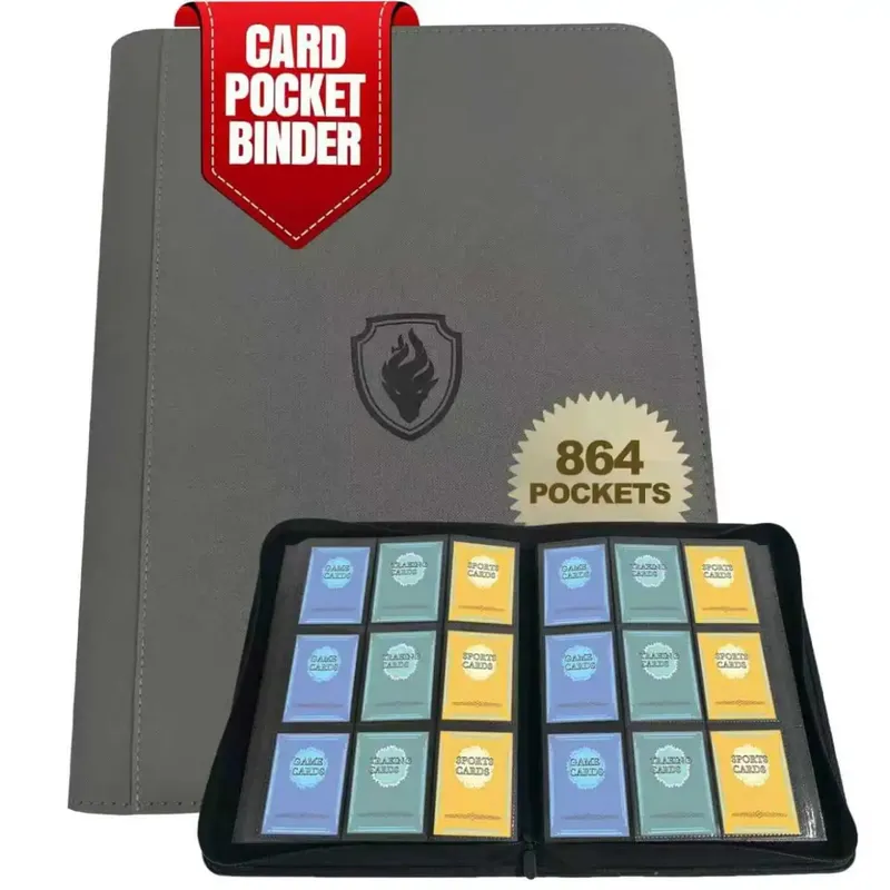 9-Pocket Ring-Less Card Binder Double Capacity Can Hold 864 Cards Suitable for Sport/YGO/PTCG/Game Cards