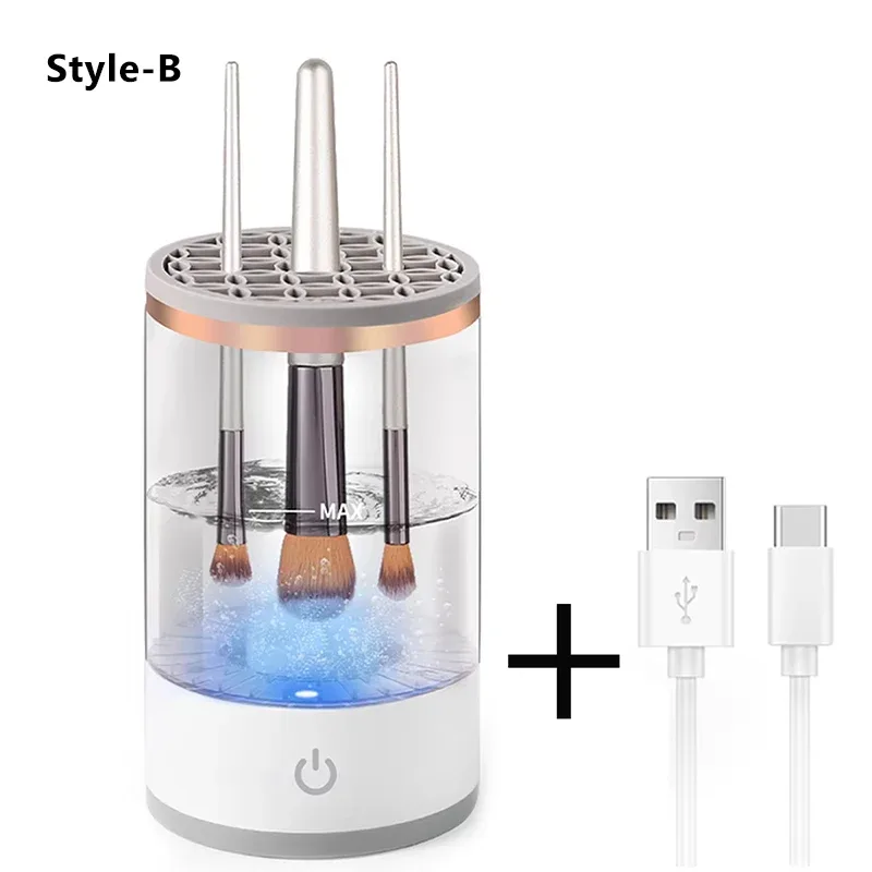 Bærbar USB Makeup Brush Cleaner 3 i 1 elektriske kosmetiske børster Rengøring Tørretumbler Værktøj Automatisk vask Makeup Cleaner til kvinder