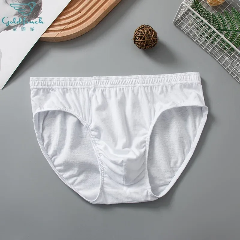 Men's Underwear Pure White Cotton Triangle Briefs Simple Comfort Breathable Underpants