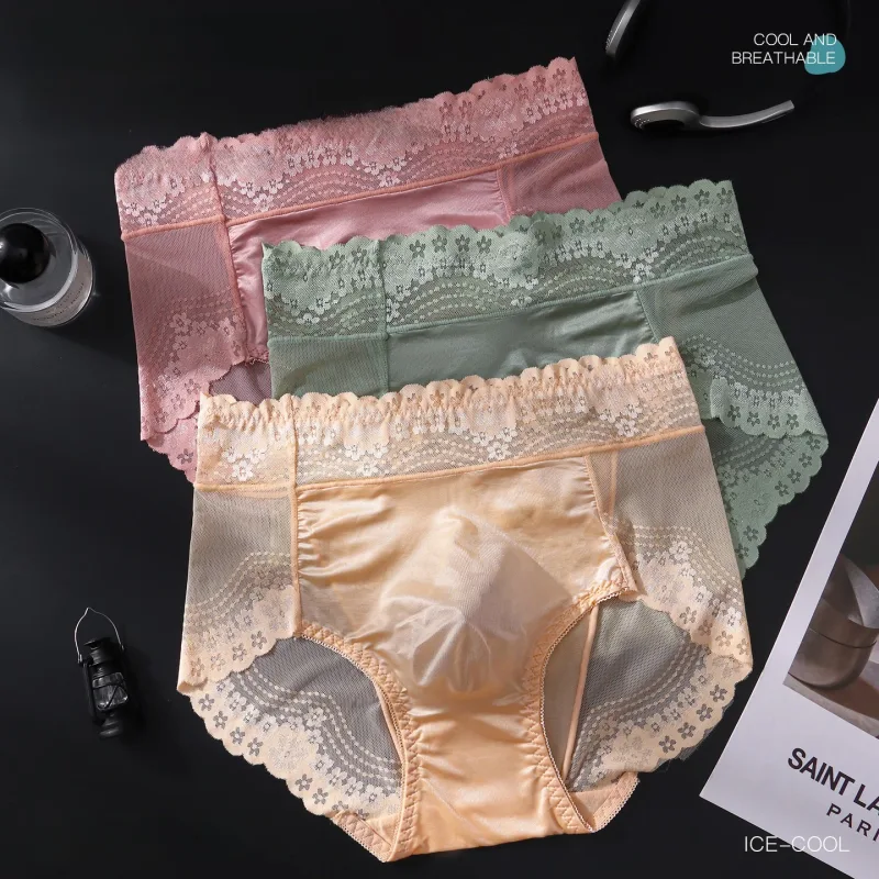Flower Lace Mesh Hollow Out Sexy Men's Underwear Ice Silk Breathable Seamless Manipis na Triangle na Pantalon Malambot Traceless Panlalaki Briefs