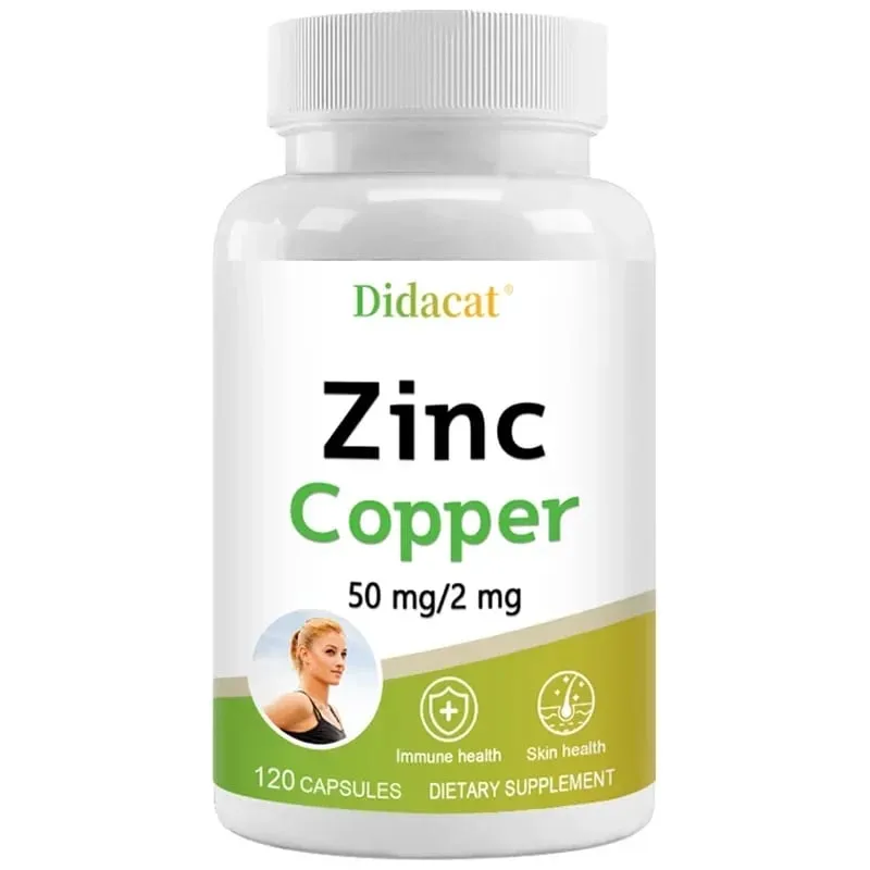Zinc and Copper Dietary Supplement 120 Capsules Mineral and Antioxidant Supplement Immunity and Mood Supports Skin Health