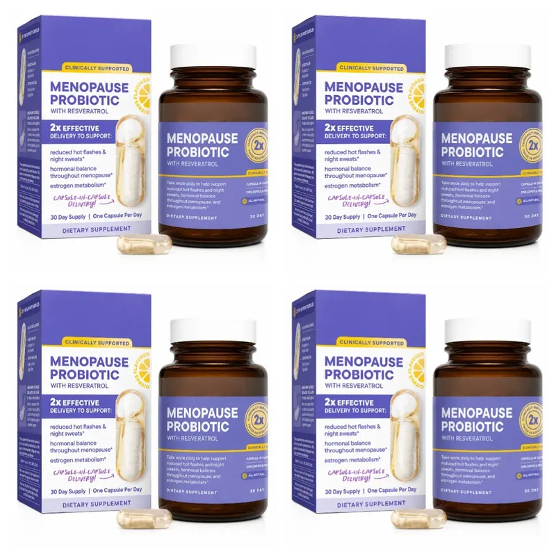 Menopause Probiotics for Women Hormonal Balance Hot Flashes Night Sweats Gut Health Resveratrol & Omega 30 Capsules