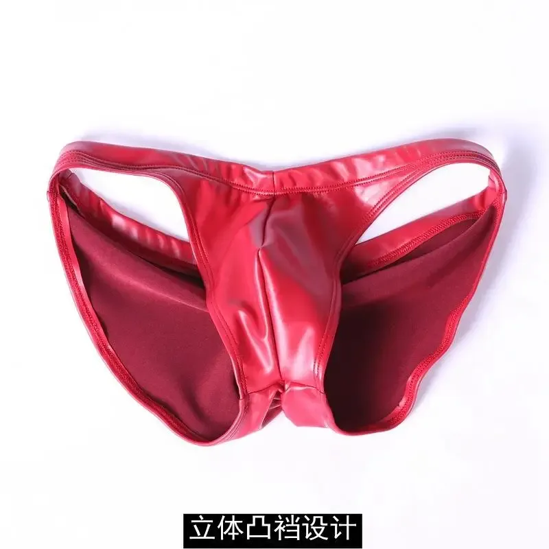 Celana Renang Mengkilap Minyak Busa PU Elastis Bokong Rendah Pengangkat Bikini Slip Shirring Jahitan Selangkangan Pakaian Dalam Celana Pendek Mandi