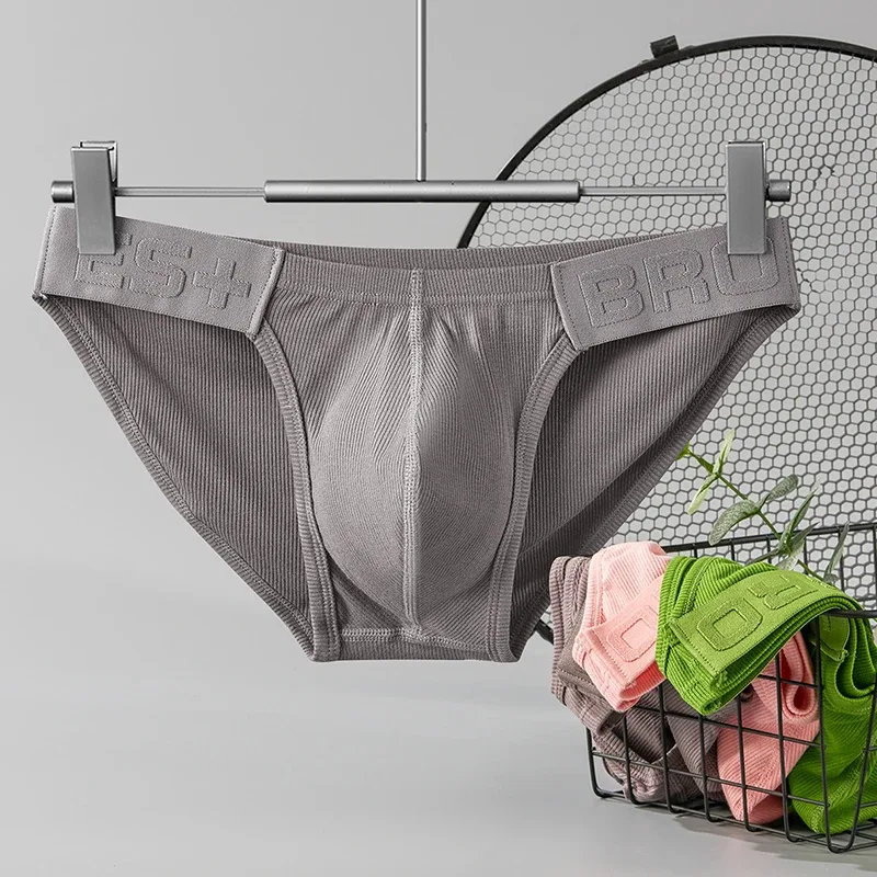 Mens Underwear Solid Color Low Waist Sweat-absorbing Large U Convex Pouch Sexy Mens Briefs — image 4