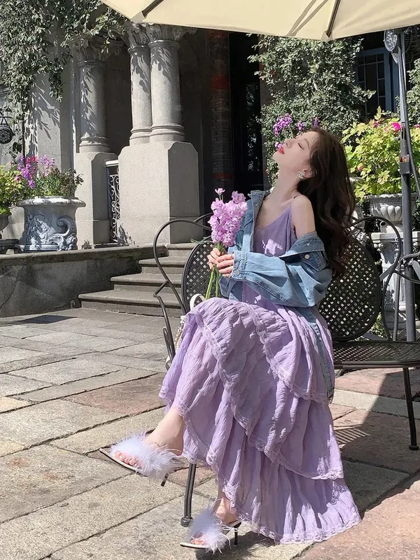 여름 Befree 긴 빈티지 캐주얼 프릴 우아한 맥시 스트랩 Camis 실키 비치 레이스 우아한 파티 드레스 Vestidos 섹시한 여성