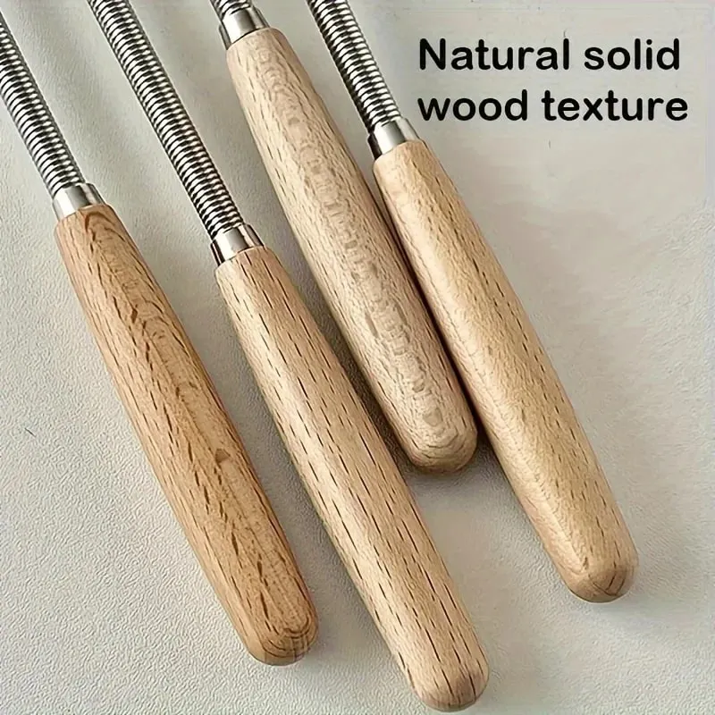 Whisk with Solid Wood Handle Kitchen Mini Stainless Steel Egg Beater Milk Whipper Whisk Wire for Blending Beating — image 3