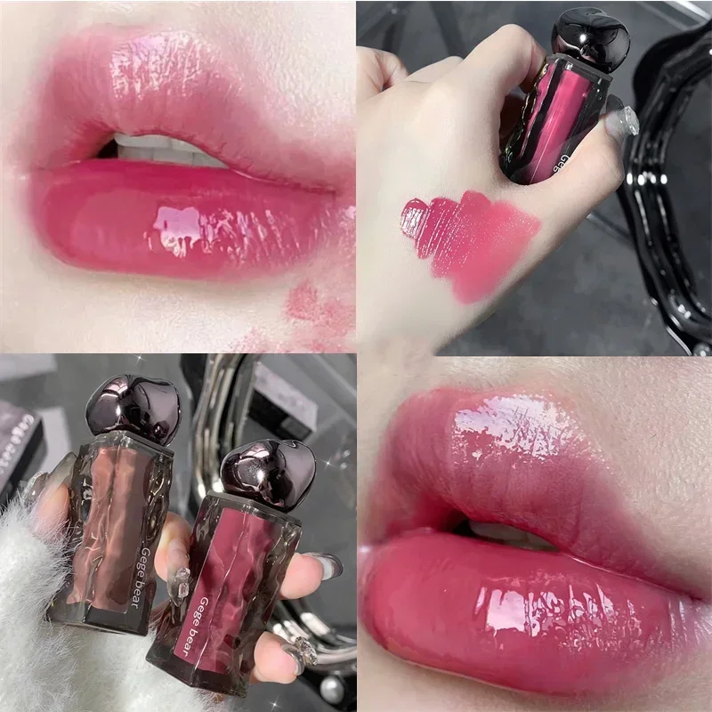 Transparent Water Glossy Orange Lip Gloss Red Mirror Jelly Liquid Lipsticks Moisturizing Long-lasting Lip Tint Stain Cosmetics