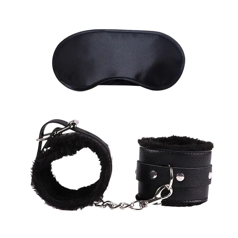 Mga Sex Toys Para sa Babae Bdsm Set Sexy Leather Plush Sex Toys Bondage Kit Mga Posas Feather Blindfold Fetish Flirt Goods Para sa Matanda