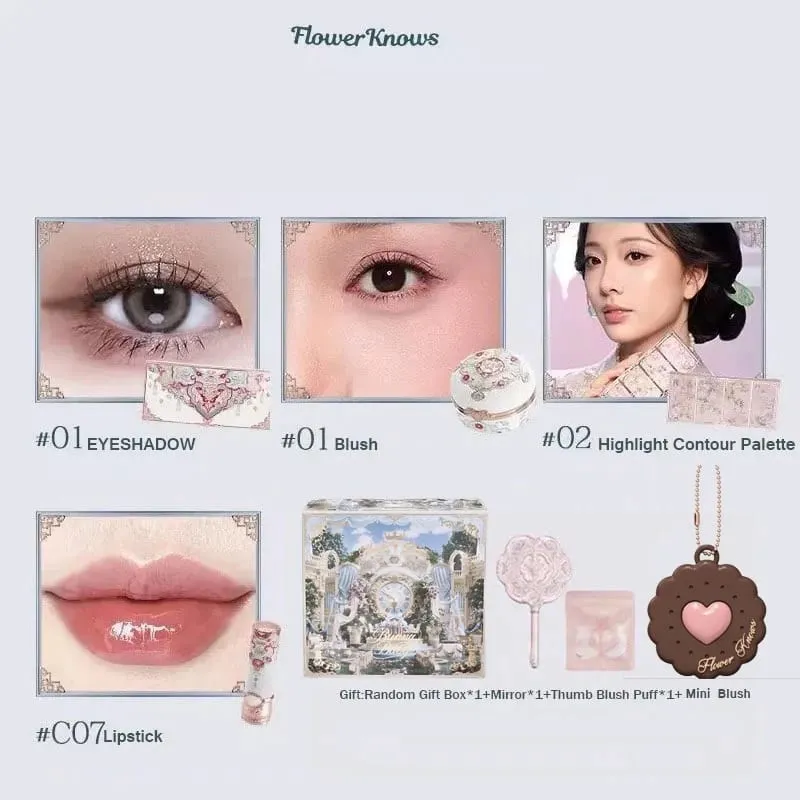 Flowerknows Butterfly Cloud Collar Collection Gift Set Makeup Kit Blush Lipstick Eyeshadow Palette All In One Box For Women