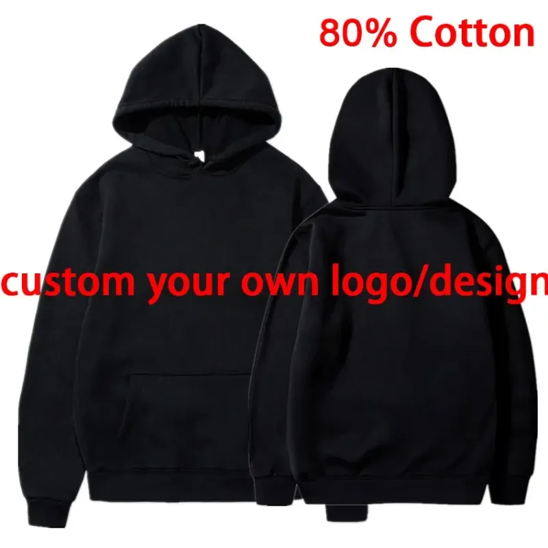 HAI Customizable Retro Washed Hoodies 100% Cotton Tops Black Acid Vintage Hooded Sweatshirts Oversize Hip Hop Male Pullover