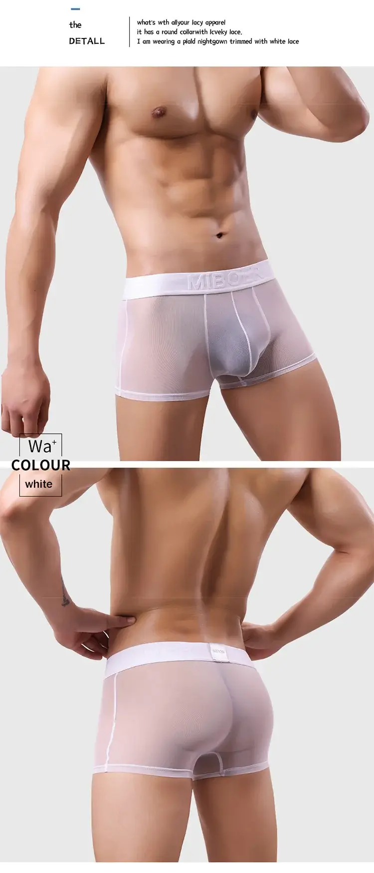 Men's Transparent Full Mesh Boxer Briefs See-Through Underwear Low Rise U-Pouch Breathable Sexy Low-Rise Elastic Waistband — image 11