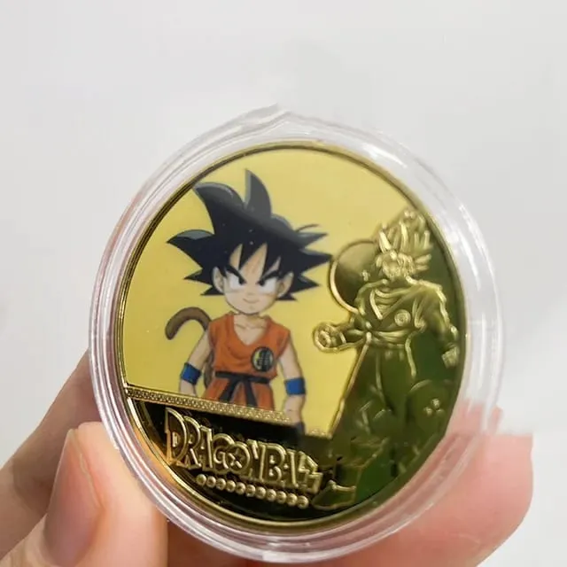 Dragon Ball Banhado A Ouro Moeda de Ouro Son Goku Vegeta Moedas Comemorativas Crianças Clássico Anime Periféricos Coleção Brinquedo Lembrança