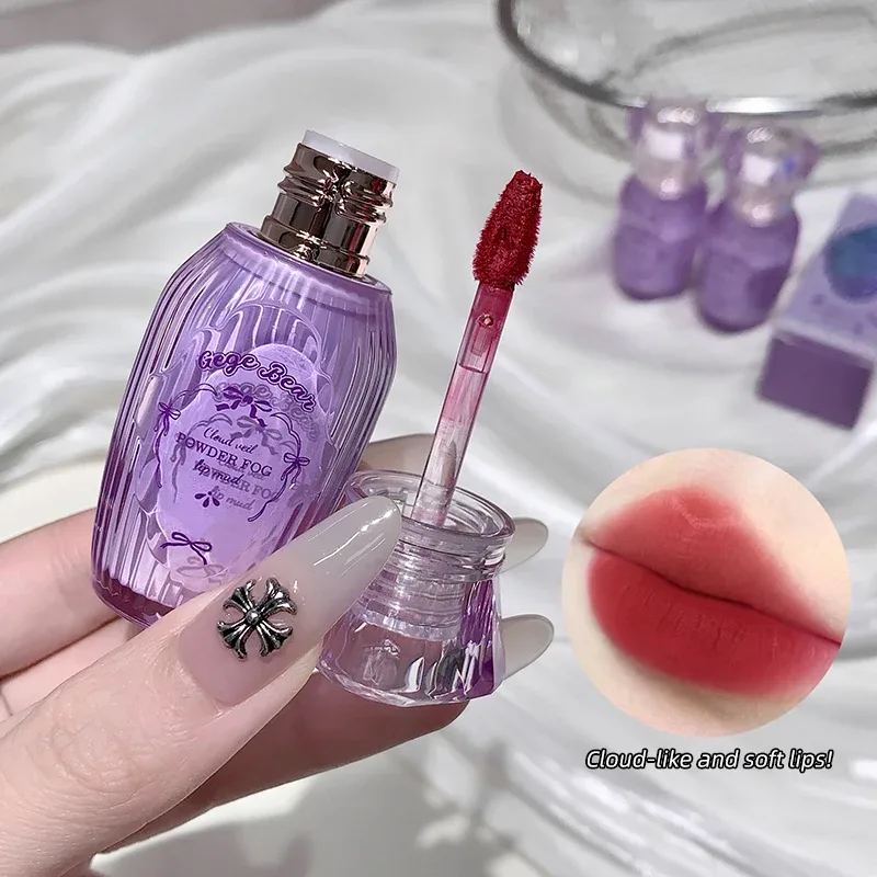 Gegebear powder lip mud matte lips low saturation white lipstick natural color no cup lasting makeup without fading