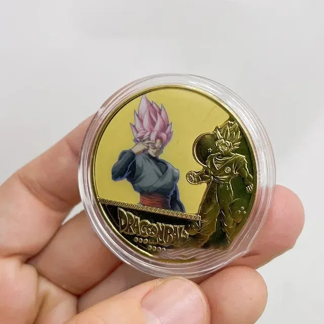 Dragon Ball Banhado A Ouro Moeda de Ouro Son Goku Vegeta Moedas Comemorativas Crianças Clássico Anime Periféricos Coleção Brinquedo Lembrança