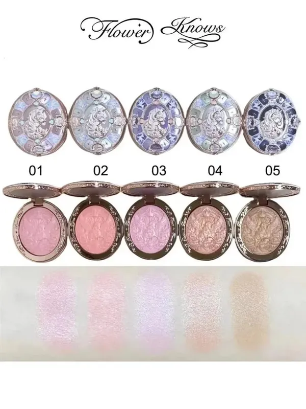 Flower Knows Knight Unicorn 10Pcs Full Makeup Set Eyeshadow Blush Lipstick Loose Powder Lip Liner Mirror Gift Box
