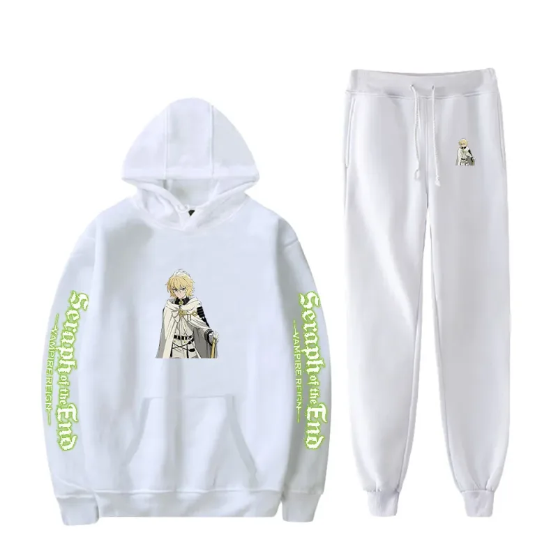 Harajuku confortável serafim do fim impressão moletom moletom terno hoodies + calças terno meninos/meninas 2 peça conjunto roupas