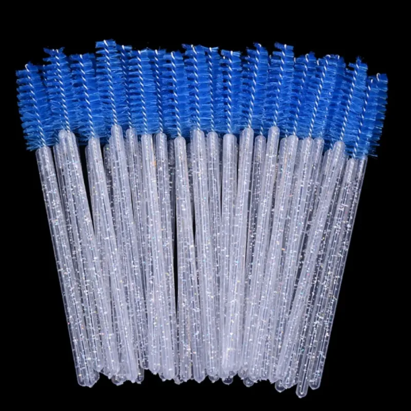 50Pcs/Pack Disposable Micro Eyelash Brushes Mascara Applicator Wand Brushes Comb Eye Lashes Brush Makeup Tools Gold Handle