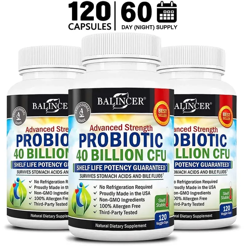 Probiotic Capsules 40 Billion CFU Gut Nutritional Supplement Supports Balanced Intestinal Flora & Digestive Comfort for Adults