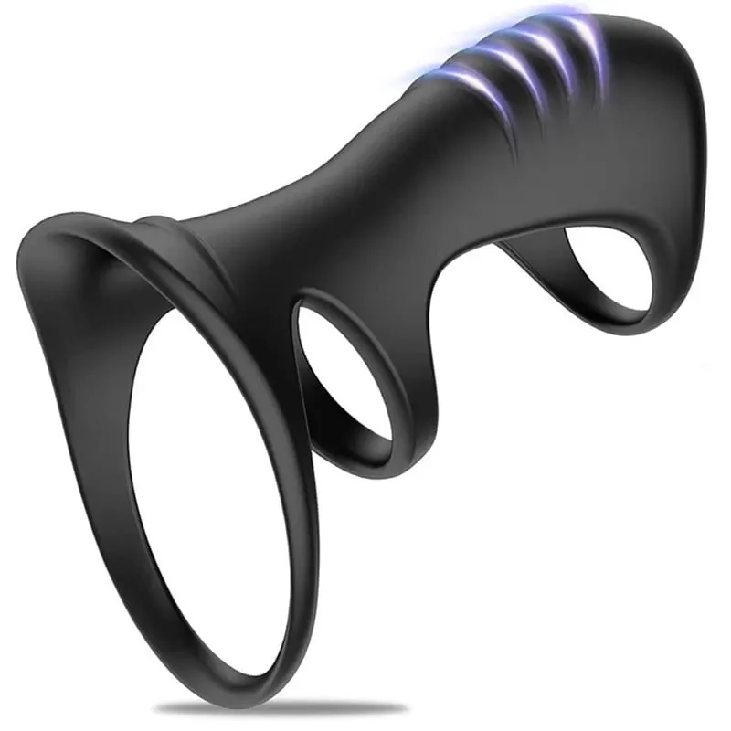 Mannelijke Penis Sleeve Dual Cock Ringen Vertraging Ejaculatie Nozzle Penis Ringen Uitbreiding Herbruikbare Cockring Speeltjes voor Mannen Volwassenen