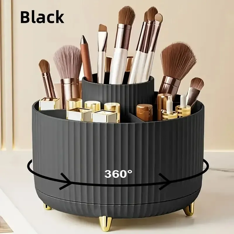 5 Slot 360° Rotating Makeup Brushes Holder Organizer Multi-Functional Desk Storage Cosmetics Storage for Vanity Desktop Bathroom — image 12