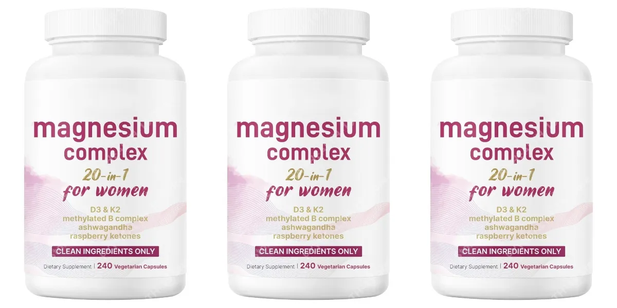Magnesium Complex for Women Capsules with D3 K2 B12 Biotin & Ashwagandha for Energy Calm & Wellness Support 240 Capsules