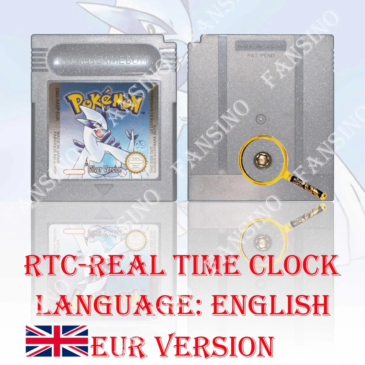 GB/GBC Real Time Clock Pokemon Crystal/Gold/Silver Version Video Game Cartridge with Battery USA/NOE/FRA/ESP/ITA Version