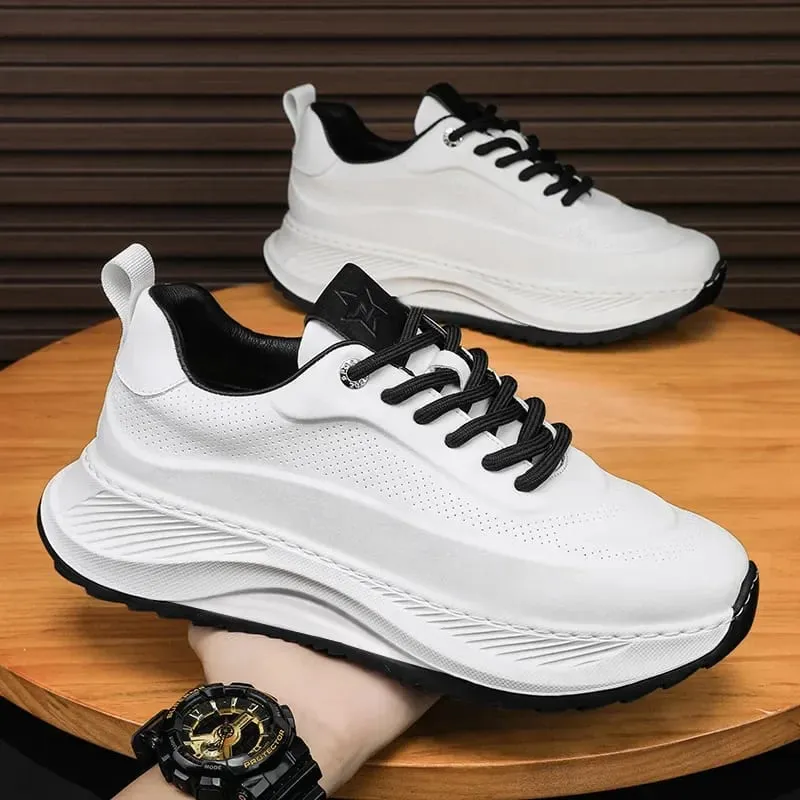 Men Casual Sneakers White Fashion Casual Sports Shoes Men Autumn New Leather Lace-up Comfortable Running Shoes Zapatillas Mujer