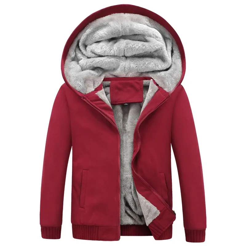 New Men's Hoodies Jacket Winter Thick Warm Fleece Zipper Hoodies Coat Casual Tracksuit Sportwear Male Sweatshirts M~ 5XL