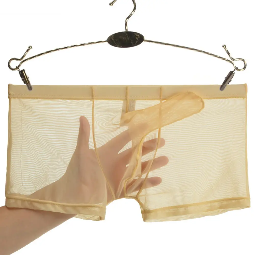 Biancheria intima leggera trasparente da uomo sexy in rete trasparente trasparente con boxer traspiranti, mutandine boxer maschili con separazione di proiettili