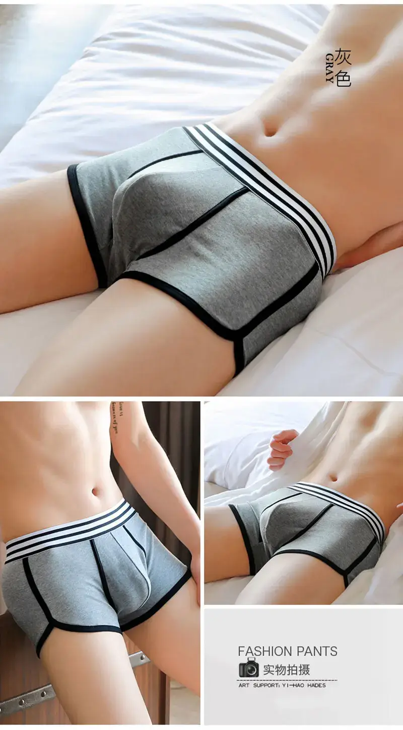 Men Soft Underpants Trunks Cotton High Quality Underwear U Convex Pouch Panties Cueca Mid Waist Breathable Boxer Shorts Homme