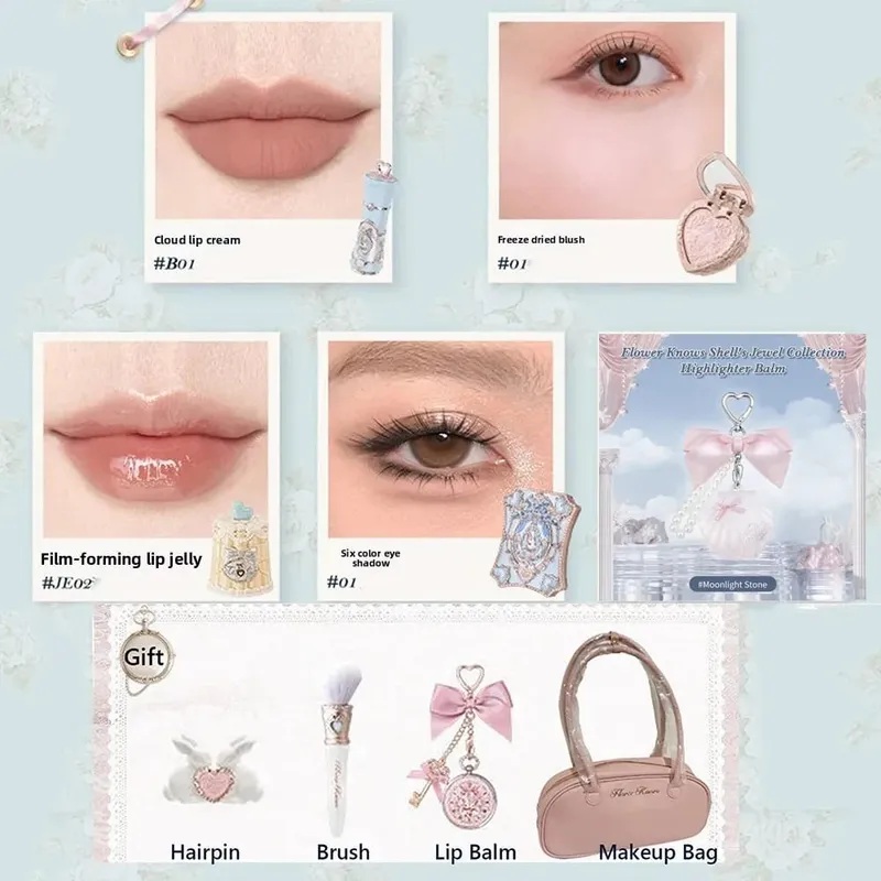 Flower Knows Makeup Set Midsummer Fairytales Flowerknows Foundation Little Angel Highlight Strawberry Rococo Lip Glaze 11pcs Kit