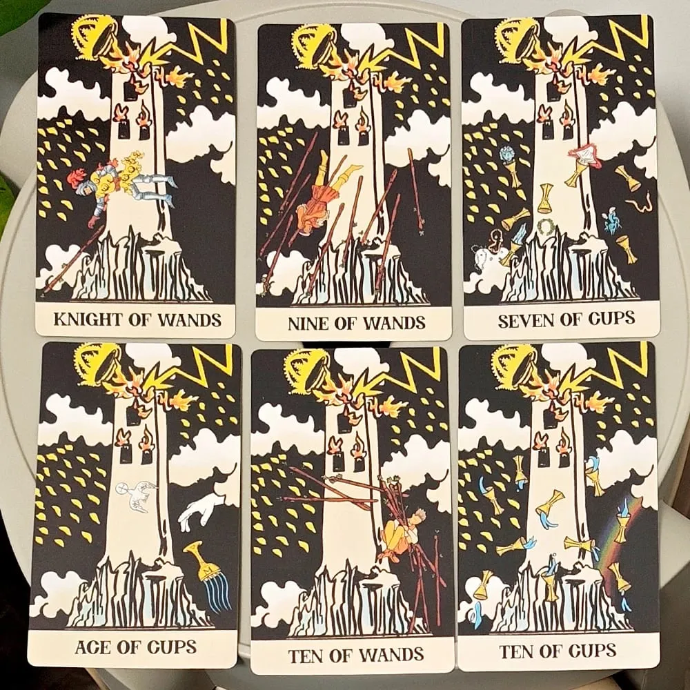 12*7cm Tower Takeover Tarot Deck in Rigid Box Unique 79-Card Tarot Set for Transformation & Liberation Double-embossed