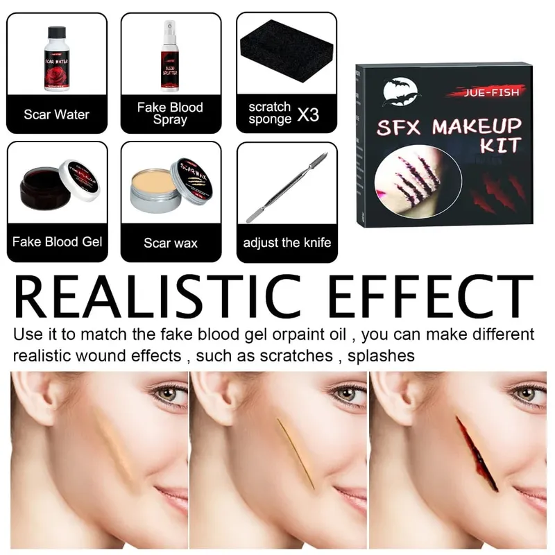 Halloween Face Painting Set Makeup Bag Special Effects Halloween Horror Cosplay Skin Wax Plasma Scar Painting Makeup Tools