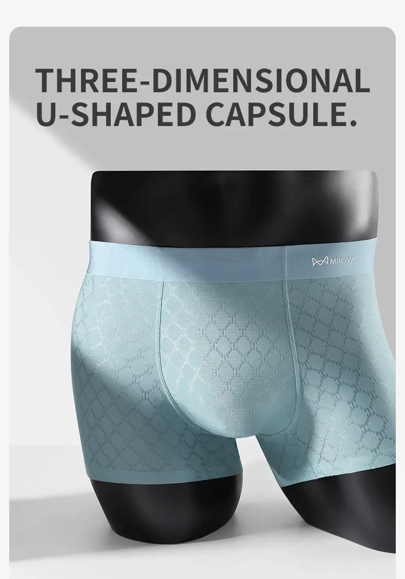 MiiOW 3Pcs Seamless Ice Silk Men Boxerชุดชั้นในฤดูร้อนBreathableตาข่ายกางเกงในชายAntiแบคทีเรียกางเกงชายกางเกงนักมวย