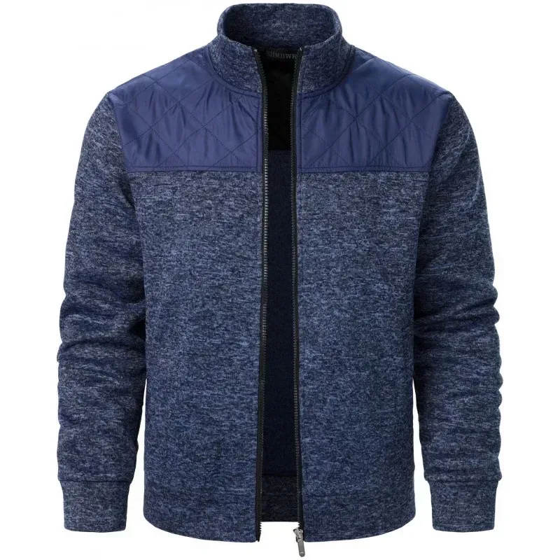 Men's Patchwork Sweatshirts Stand Collar Jacket Slim Fit Cardigan Streetwear Sportswear Casual Zip Up Coat Outdoor Tracksuit Men — image 12