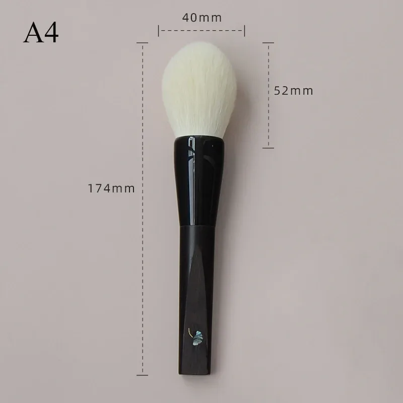Shoushoulang Hand Crafted Makeup Brush Soft Tiny Tips Goat Hair 1PC Face Powder Blush Contour Brush Ebony Handle Makeup Brushes