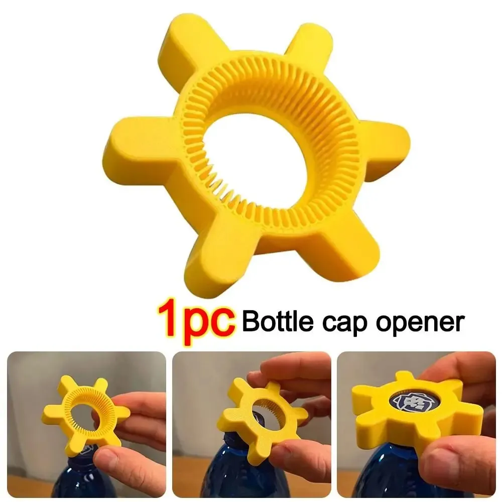 Portable Multi-function Bottle Cap Opener Yellow Bar Supplies Rotary Bottle Opener Plastic Bottle Opener Kitchen Tool — image 3