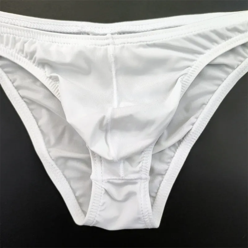 Slip en soie glacée pour hommes, 5 pièces, sous-vêtements avec poche en U, taille basse, sous-vêtements transparents Ultra fins, culottes Sexy grande taille pour hommes, nouvelle collection