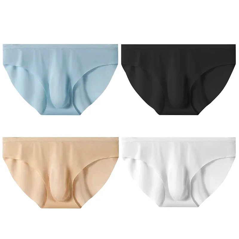 4 adet erkek Buz Ipek Külot Yaz Şeffaf Dikişsiz Seksi Çabuk kuruyan Trendy nefes alan iç çamaşırı Ultra ince Külot