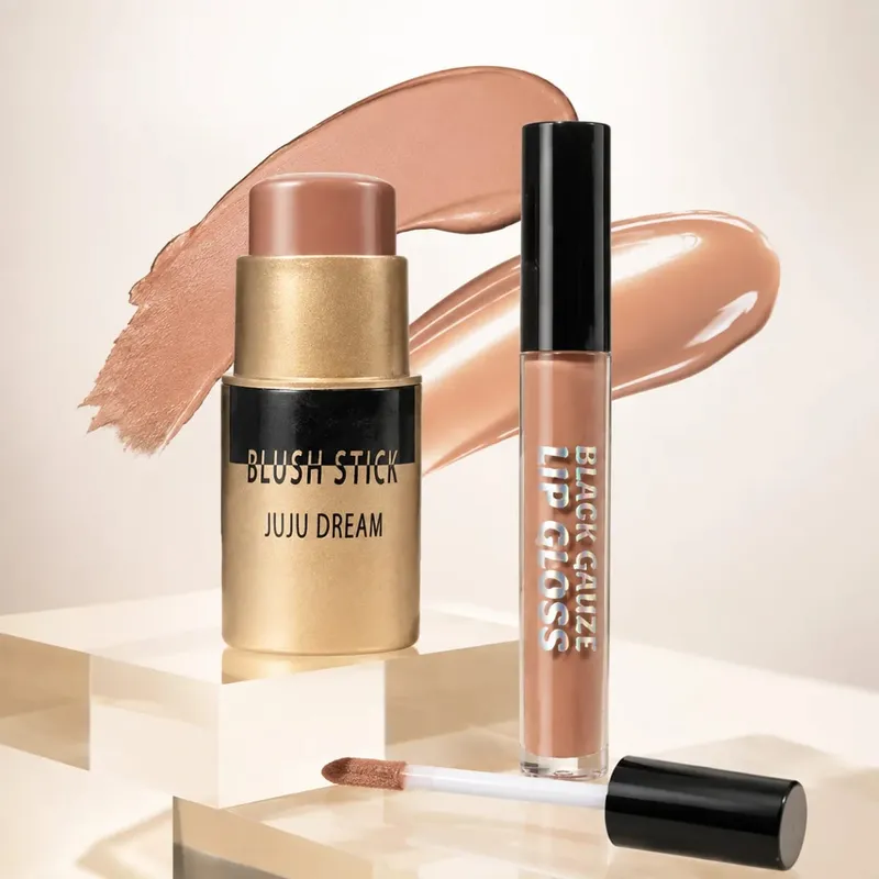 Lipstick Blush Makeup Set Moisturizing Lip Gloss Liquid Blush High Pigment Long Lasting Nude Makeup — image 7