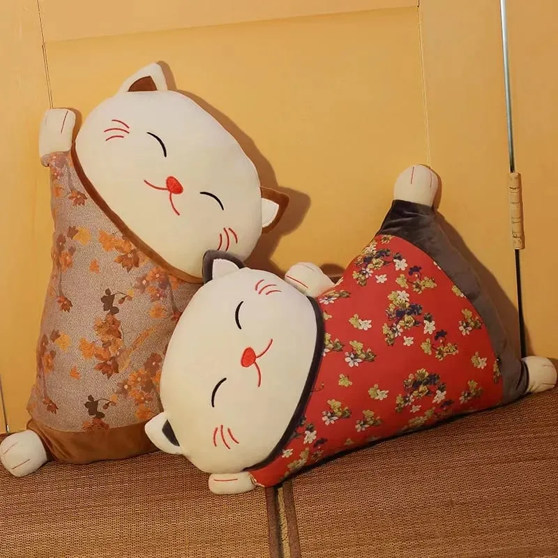 Cute Kawaii Fortune Cat Throw Pillow Blanket Dual Use Sofa Backrest Throw Pillow Office Car Seat Waist Protector Cushion Pillow — image 4