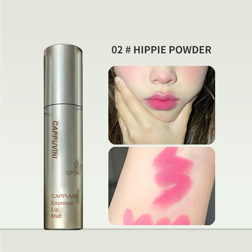 Cappuvini Espresso Matte Velvet Lip Glaze Chống Thấm Nước Kết Cấu Lâu Mịn Bóng Trang Điểm Màu Môi