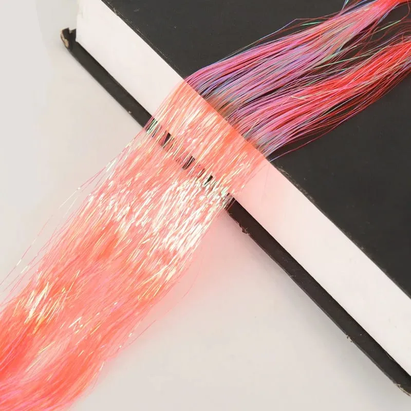 Synthetic Hair Tinsel Kit 48 inch Colourful Fairy Tinsel Hair Extensions Heat Resistant With Shiny Hair Accessories For Women