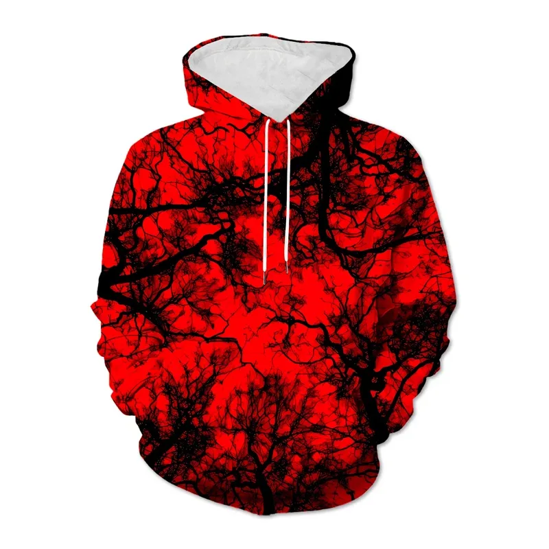 Multi Color 3d Printed Tree Hoodies Men Clothes Plants Pattern Sweatshirts Tops Outdoor Street Long Sleeve Pullover Hoodie