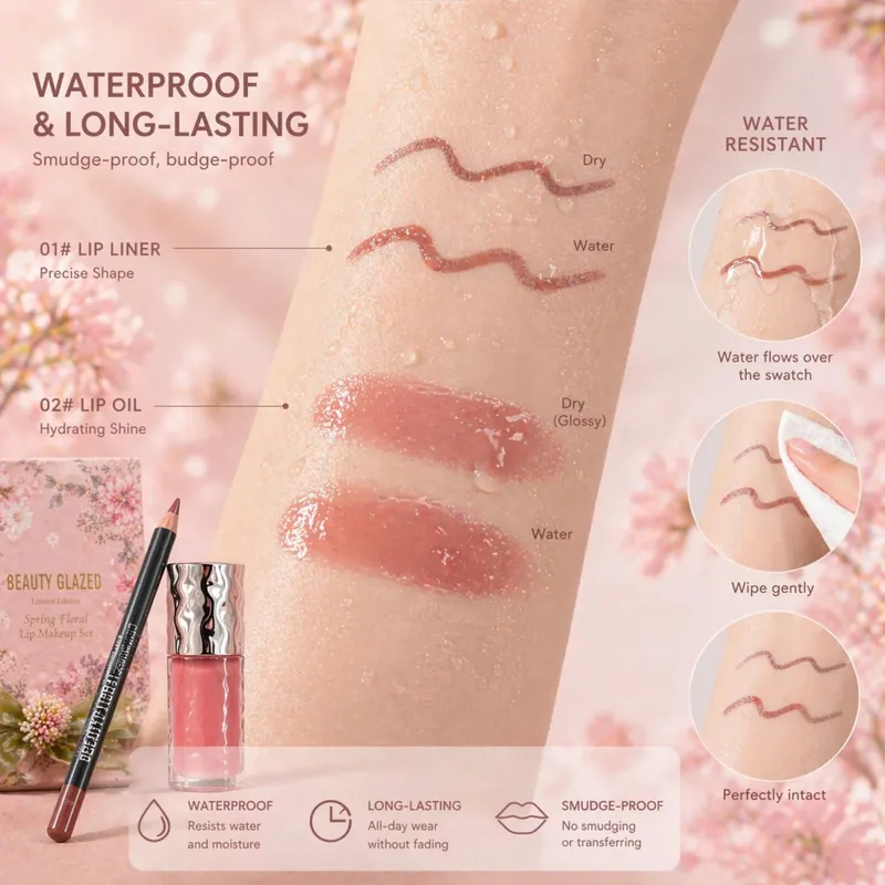 Dairy Lip Kit Set-1pc Matte Lip Liner+1pc Hydrating Lip Gloss Assorted Color Velvet Definition&Glassy Shine Nourishing Formula