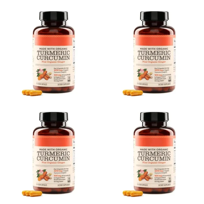 Turmeric Curcumin Plus Vegan Capsules Made with Organic Ginger Supports Joint Health and Heart Health Non-GMO 90 Capsules